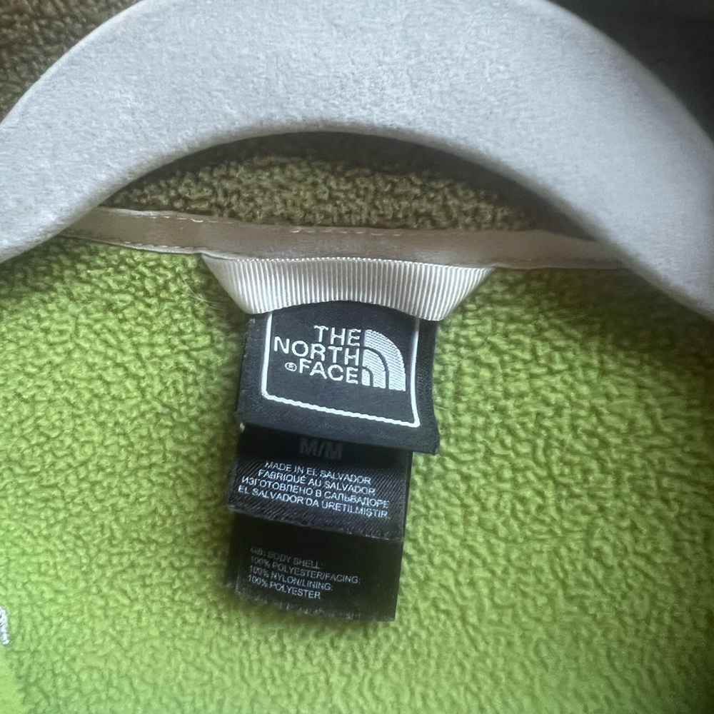 The North Face Two Toned Olive Green Fleece Zip-Up Jacket - Picture 4 of 5